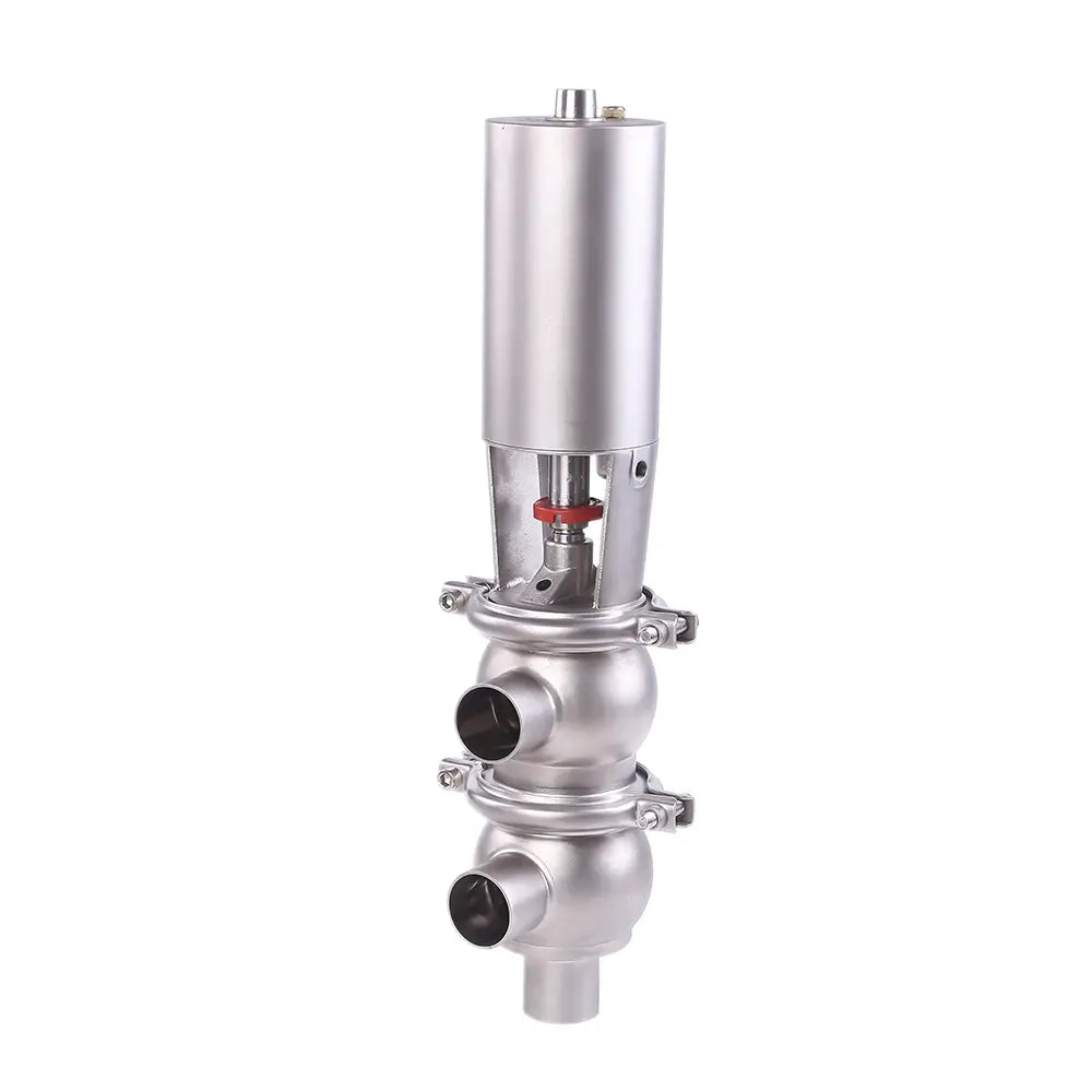 Stainless Steel Sanitary Hygienic Butt Weld 21 Model LL Type Sanitary Pneumatic 3-way Flow Diverter Reversing Valve