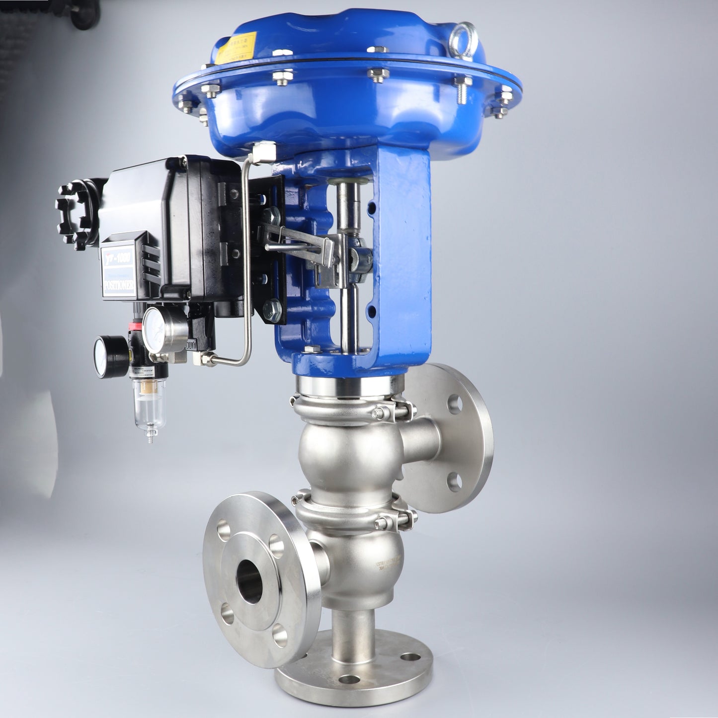 Sanitary Three-way LL Flow Regulating Control Valve with 4-20mA Signal Electrical Pneumatic