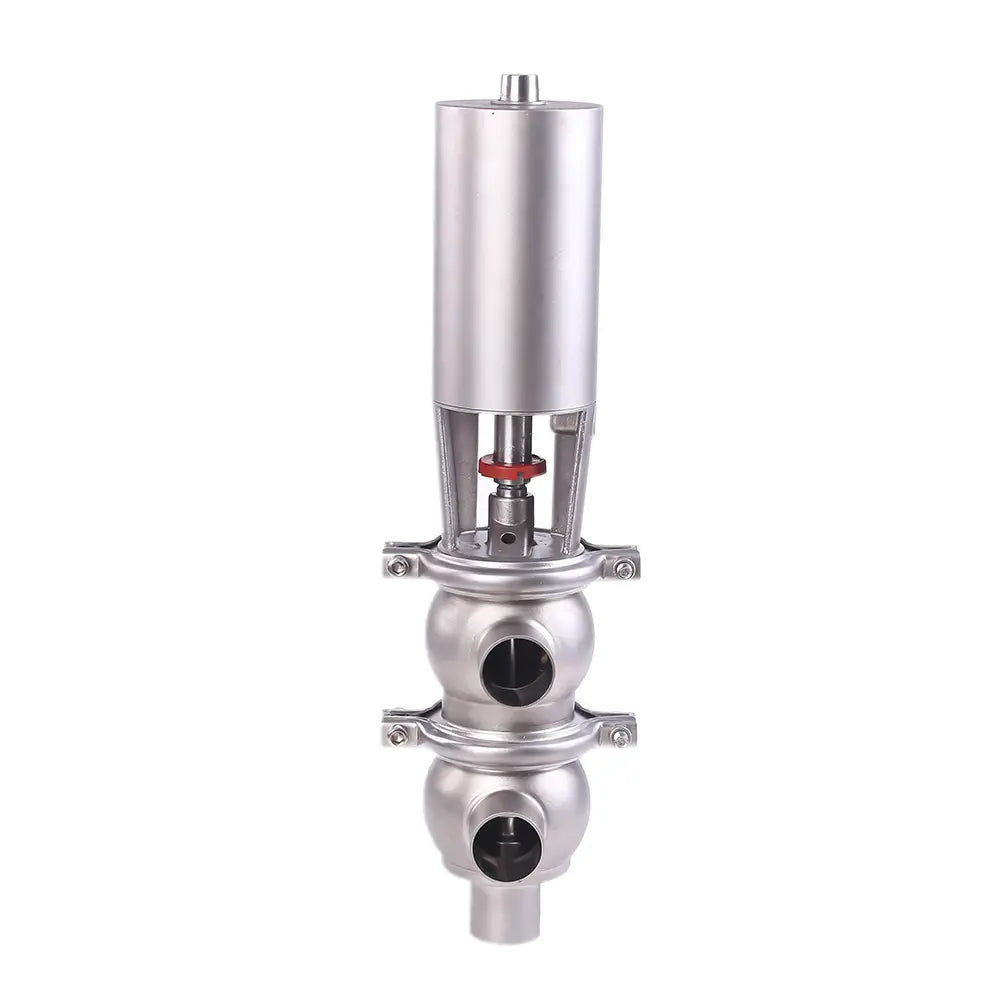 Stainless Steel Sanitary Hygienic Butt Weld 21 Model LL Type Sanitary Pneumatic 3-way Flow Diverter Reversing Valve