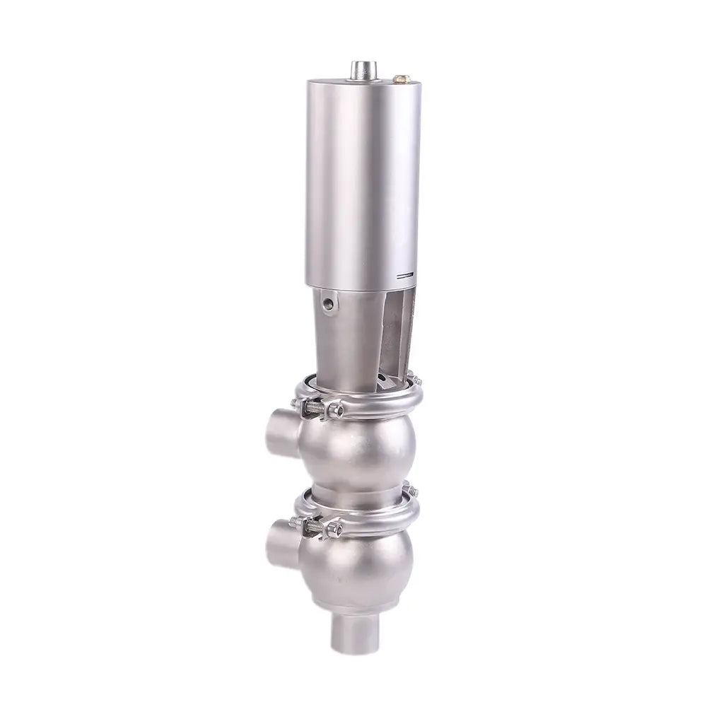 Stainless Steel Sanitary Hygienic Butt Weld 21 Model LL Type Sanitary Pneumatic 3-way Flow Diverter Reversing Valve