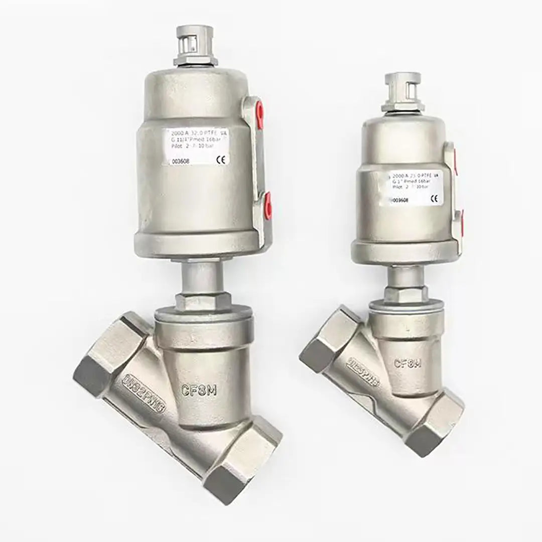 Sanitary Pneumatic Angle Seat Valve with SS Head