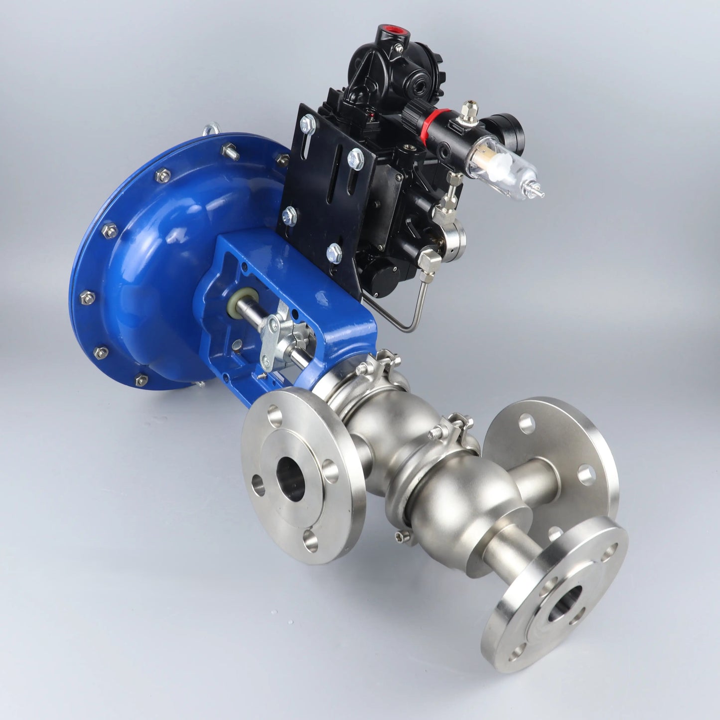 Sanitary Three-way LL Flow Regulating Control Valve with 4-20mA Signal Electrical Pneumatic