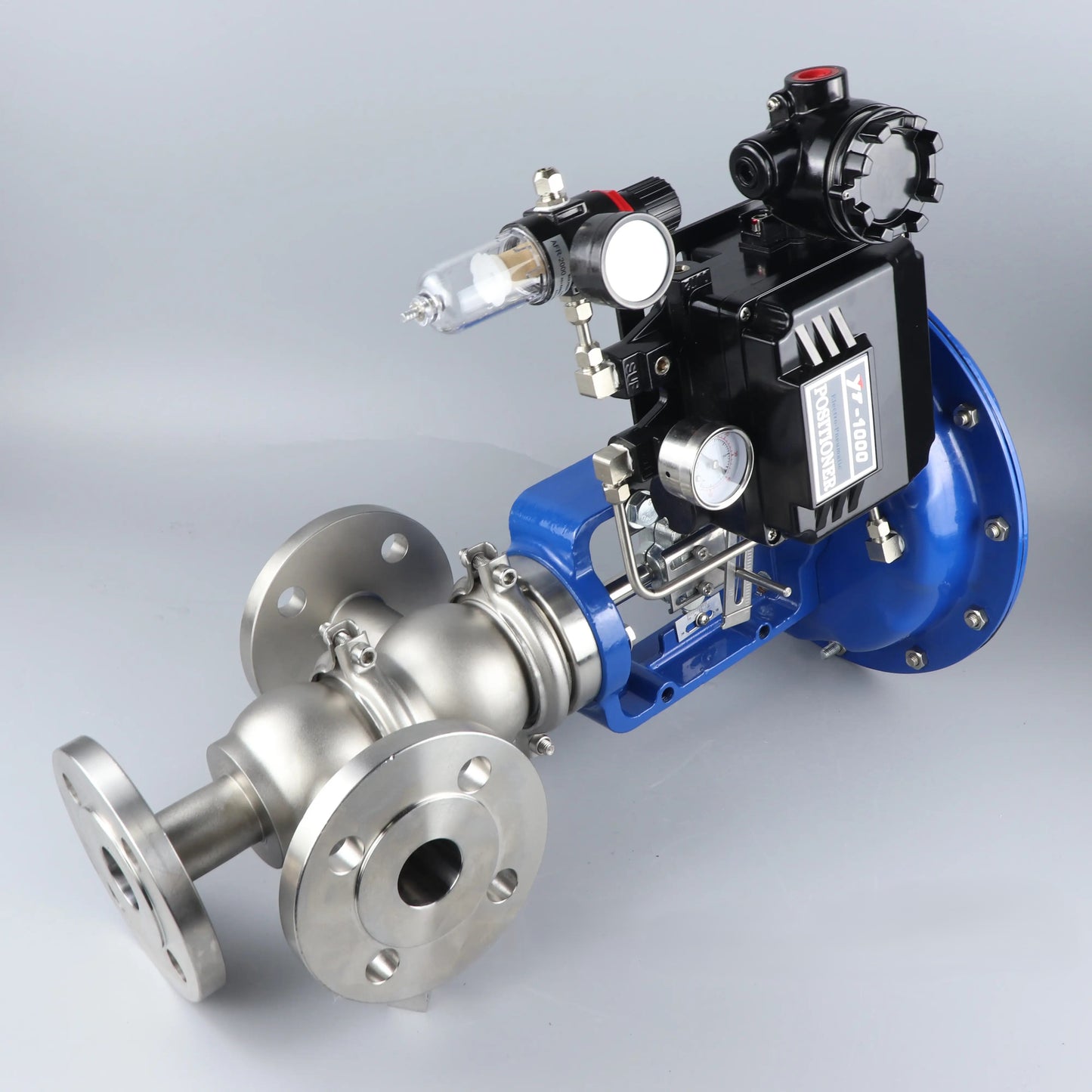 Sanitary Three-way LL Flow Regulating Control Valve with 4-20mA Signal Electrical Pneumatic