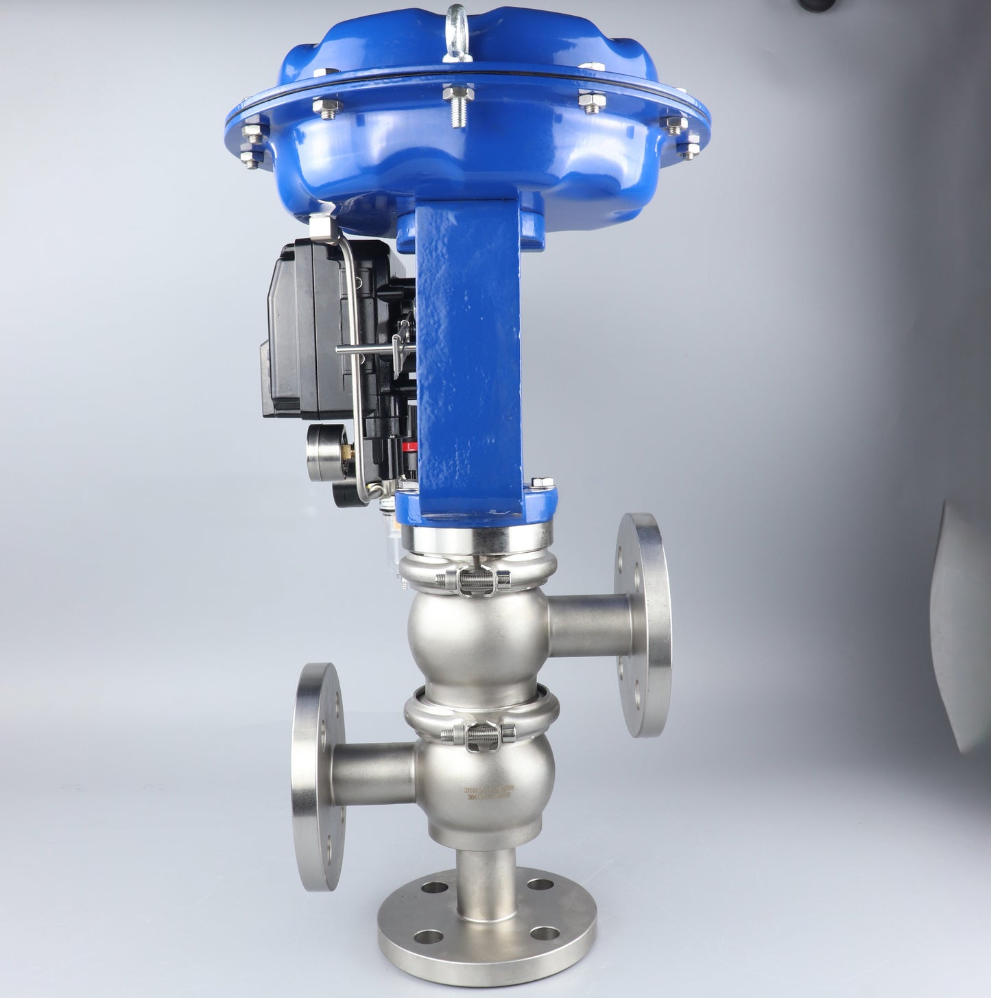 Sanitary Three-way LL Flow Regulating Control Valve with 4-20mA Signal Electrical Pneumatic