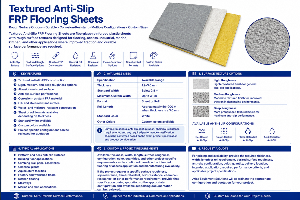Textured Anti-Slip FRP Flooring Sheets
